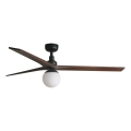 FARO 34276WT-11L - Ventilatore da soffitto KLIM L 1xE27/15W/230V noce/nero diam. 150 cm Wi-Fi Tuya + telecomando