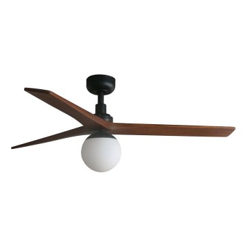 FARO 34277WT-11L - Ventilatore da soffitto KLIM M 1xE27/15W/230V noce/nero diam. 125 cm Wi-Fi Tuya + telecomando