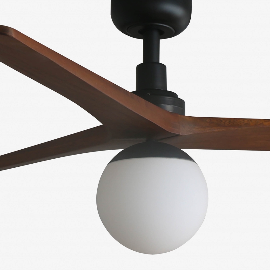 FARO 34277WT-11L - Ventilatore da soffitto KLIM M 1xE27/15W/230V noce/nero diam. 125 cm Wi-Fi Tuya + telecomando