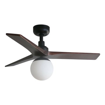 FARO 34278WT-11L - Ventilatore da soffitto KLIM S 1xE27/15W/230V legno/nero diametro 92,5 cm Wi-Fi Tuya + telecomando