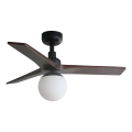 FARO 34278WT-11L - Ventilatore da soffitto KLIM S 1xE27/15W/230V noce/nero diam. 92,5 cm Wi-Fi Tuya + telecomando