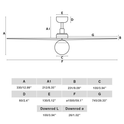 FARO 34279-11L - Ventilatore da soffitto KLIM L 1xE27/15W/230V legno/bianco diametro 150 cm + telecomando
