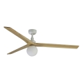 FARO 34279WT-11L - Ventilatore da soffitto KLIM L 1xE27/15W/230V rovere/bianco diametro 150 cm Wi-Fi Tuya + telecomando