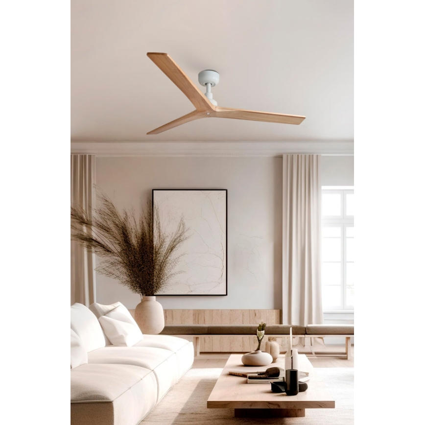 FARO 34280 - Ventilatore da soffitto KLIM M pino/bianco diametro 125 cm + telecomando