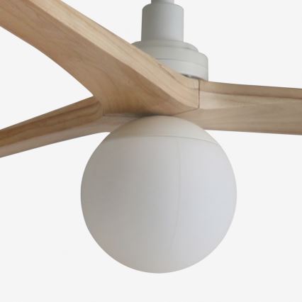 FARO 34280WT-11L - Ventilatore da soffitto KLIM M 1xE27/15W/230V pino/bianco diametro 125 cm Wi-Fi Tuya + telecomando