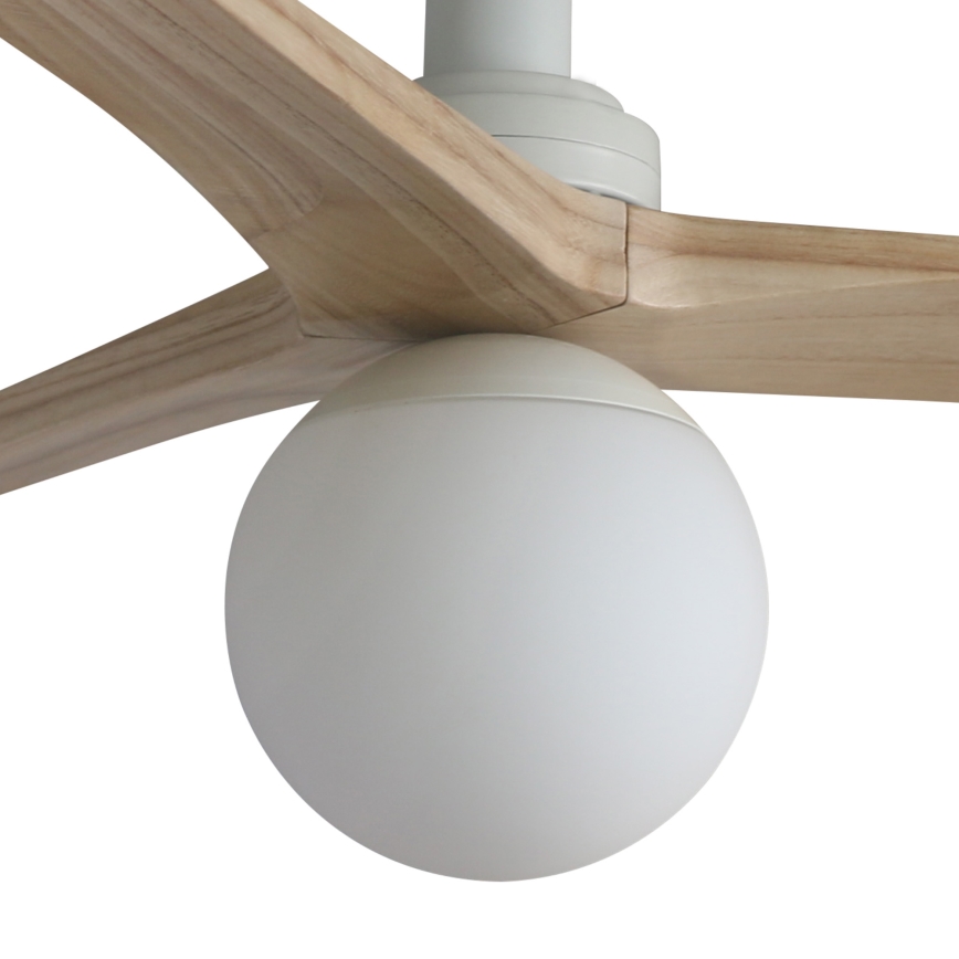 FARO 34281WT-11L - Ventilatore da soffitto KLIM S 1xE27/15W/230V legno/bianco diametro 92,5 cm Wi-Fi Tuya + telecomando