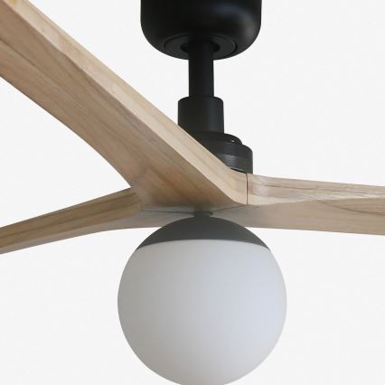 FARO 34282WT-11L - Ventilatore da soffitto KLIM L 1xE27/15W/230V pino/nero diam. 150 cm Wi-Fi Tuya + telecomando