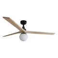 FARO 34282WT-11L - Ventilatore da soffitto KLIM L 1xE27/15W/230V pino/nero diam. 150 cm Wi-Fi Tuya + telecomando