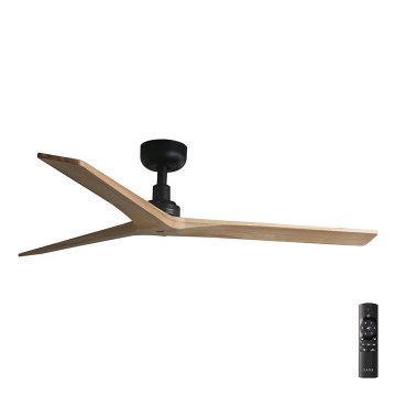 FARO 34283 - Ventilatore da soffitto KLIM M pino/nero diametro 125 cm + telecomando
