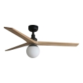 FARO 34283WT-11L - Ventilatore da soffitto KLIM M 1xE27/15W/230V pino/nero diam. 125 cm Wi-Fi Tuya + telecomando