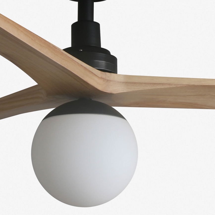 FARO 34283WT-11L - Ventilatore da soffitto KLIM M 1xE27/15W/230V pino/nero diam. 125 cm Wi-Fi Tuya + telecomando