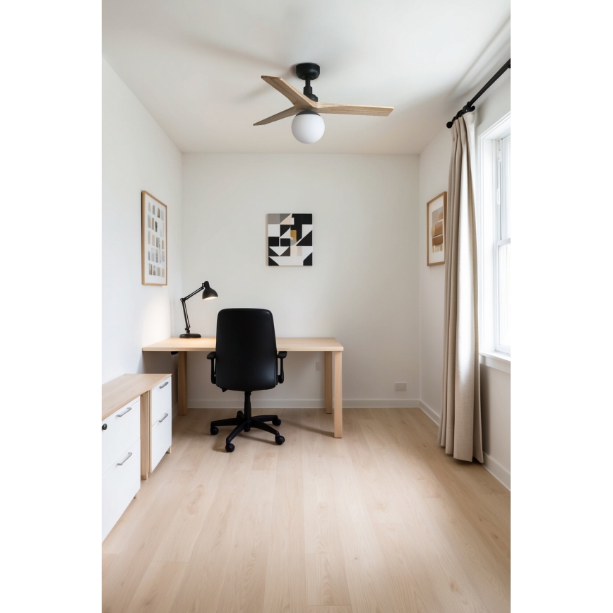 FARO 34284-11L - Ventilatore da soffitto KLIM S 1xE27/15W/230V legno/nero diametro 92,5 cm + telecomando