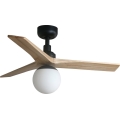 FARO 34284WT-11L - Ventilatore da soffitto KLIM S 1xE27/15W/230V pino/nero diametro 92,5 cm Wi-Fi Tuya + telecomando