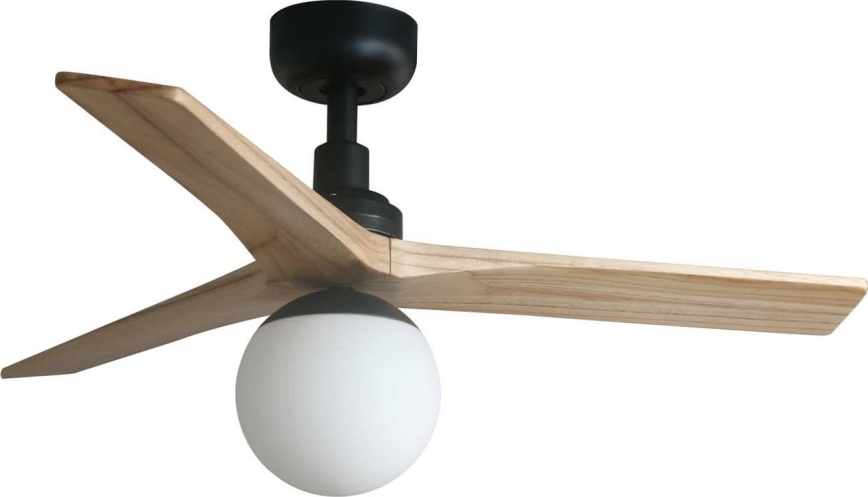 FARO 34284WT-11L - Ventilatore da soffitto KLIM S 1xE27/15W/230V pino/nero diametro 92,5 cm Wi-Fi Tuya + telecomando