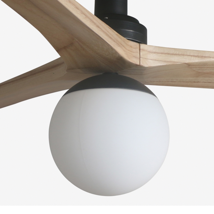 FARO 34284WT-11L - Ventilatore da soffitto KLIM S 1xE27/15W/230V pino/nero diametro 92,5 cm Wi-Fi Tuya + telecomando