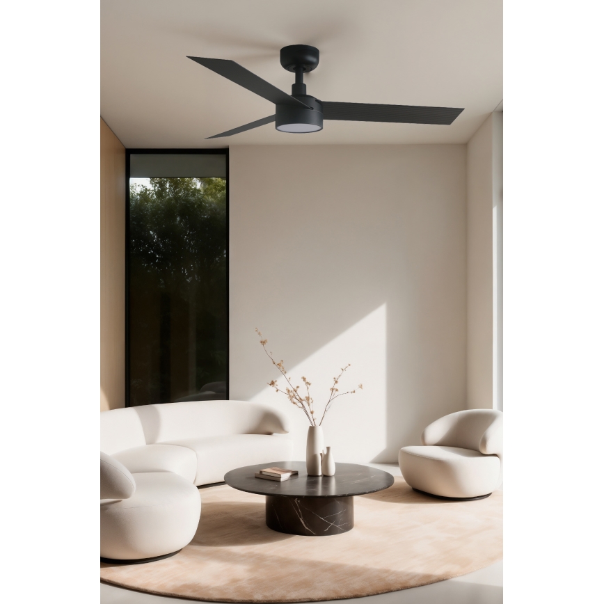 FARO 34289WT1S - Ventilatore da soffitto dimmerabile a LED CRUISER S LED/18W/230V 2700/3000/4000K Ø 106 cm nero Wi-Fi Tuya + telecomando