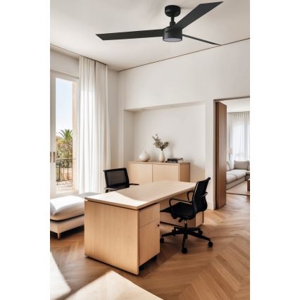 FARO 34291WT1S - Ventilatore da soffitto dimmerabile a LED CRUISER L LED/18W/230V 2700/3000/4000K diam. 132 cm nero Wi-Fi Tuya + telecomando