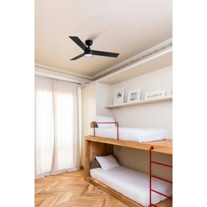 FARO 34296-1TW - Ventilatore da soffitto dimmerabile a LED RUDDER S/LED 18W/230V 2700/3000/4000K Ø 106 cm, nero + telecomando