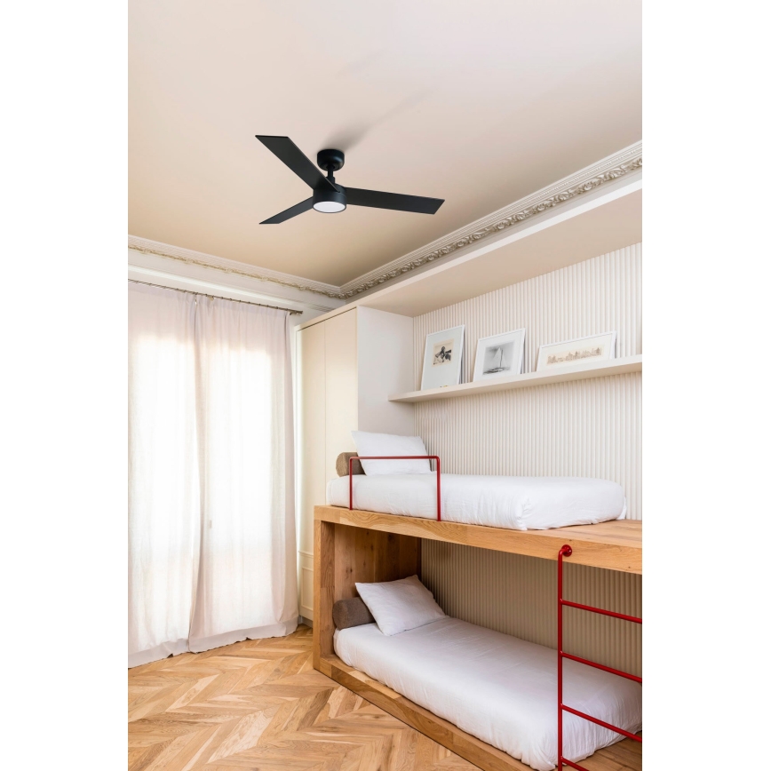 FARO 34296-1TW - Ventilatore da soffitto dimmerabile a LED RUDDER S/LED 18W/230V 2700/3000/4000K Ø 106 cm, nero + telecomando