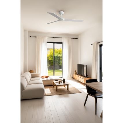 FARO 34297WT - Ventilatore da soffitto RUDDER L bianco/beige diametro 132 cm Wi-Fi Tuya + telecomando