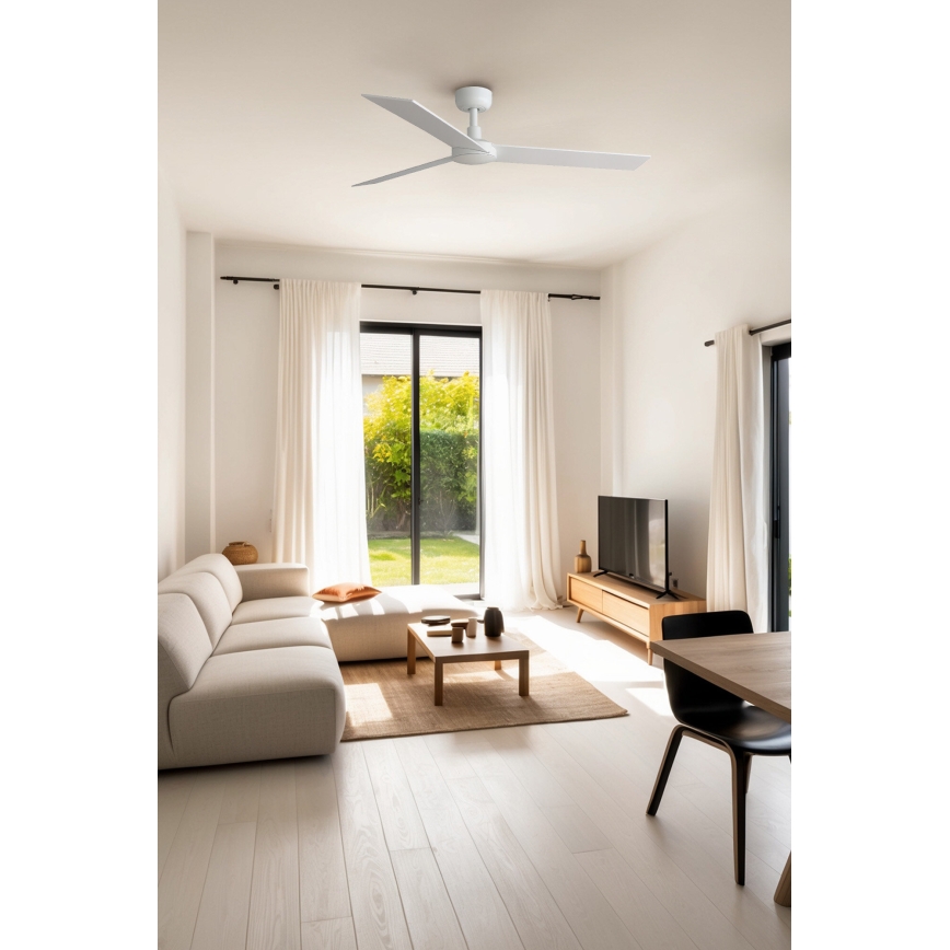 FARO 34297WT - Ventilatore da soffitto RUDDER L bianco/beige diametro 132 cm Wi-Fi Tuya + telecomando
