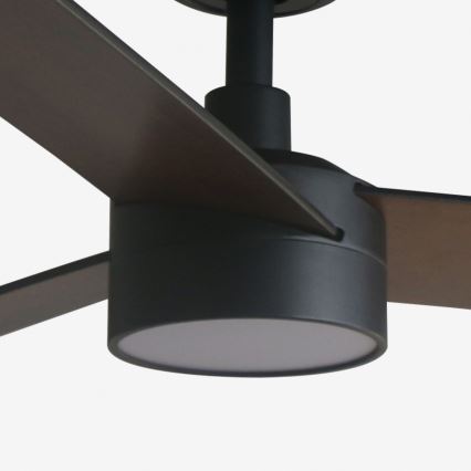 FARO 34298WT1S - Ventilatore da soffitto dimmerabile RUDDER L LED/18W/230V 2700/3000/4000K Ø 132 cm marrone/nero Wi-Fi Tuya + telecomando