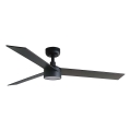 FARO 34298WT1S - Ventilatore da soffitto dimmerabile RUDDER L LED/18W/230V 2700/3000/4000K Ø 132 cm marrone/nero Wi-Fi Tuya + telecomando