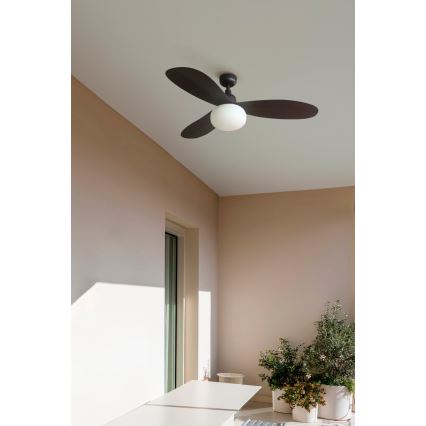 FARO 34301-11L - Ventilatore da soffitto PALMA 1xE27/15W/230V marrone Ø 129 cm IP44 + telecomando