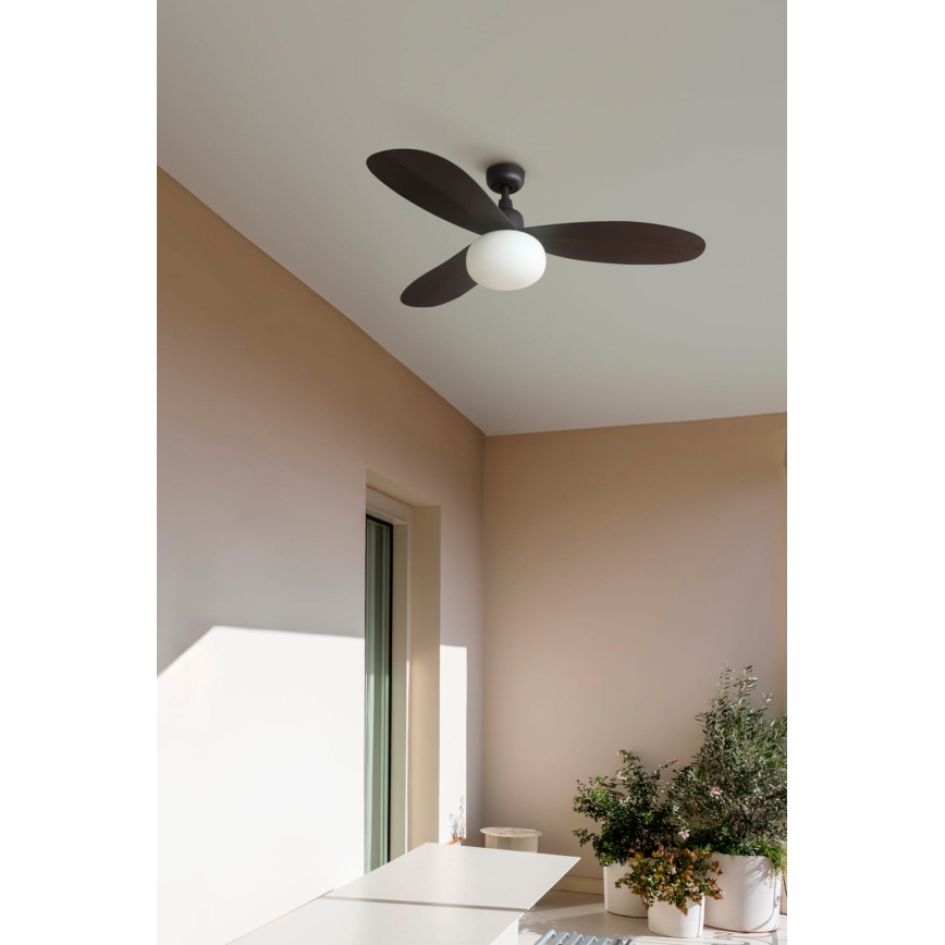 FARO 34301-11L - Ventilatore da soffitto PALMA 1xE27/15W/230V marrone Ø 129 cm IP44 + telecomando