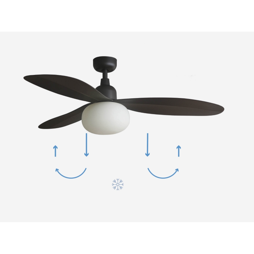 FARO 34301-11L - Ventilatore da soffitto PALMA 1xE27/15W/230V marrone Ø 129 cm IP44 + telecomando