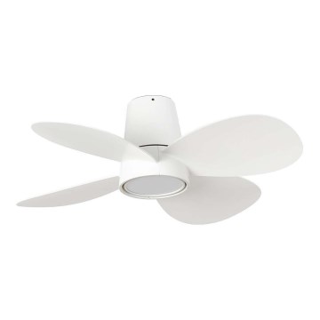 FARO 34315SWT - Ventilatore a soffitto dimmerabile KLOVER S LED/20W/230V 2700/3000/4000K Ø 80 cm bianco Wi-Fi Tuya + telecomando