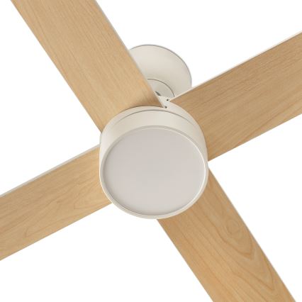 FARO 34355WT-1TW - Ventilatore da soffitto LED dimmerabile RUDDER L LED/18W/230V 2700/3000/4000K bianco/beige Ø 132 cm Wi-Fi Tuya + telecomando