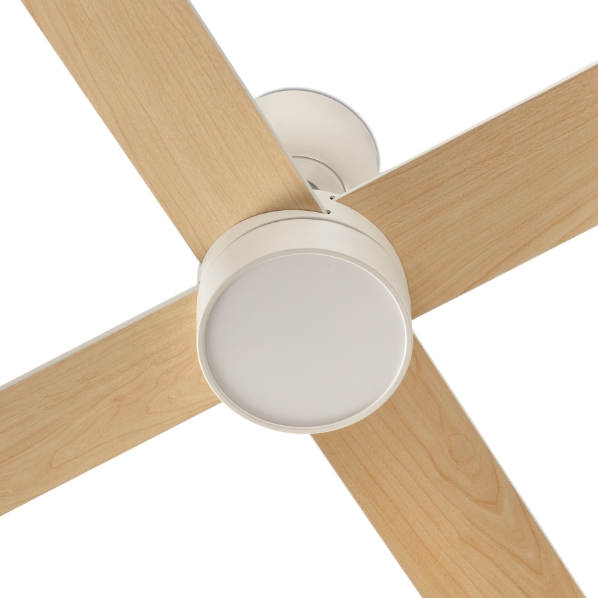 FARO 34355WT-1TW - Ventilatore da soffitto LED dimmerabile RUDDER L LED/18W/230V 2700/3000/4000K bianco/beige Ø 132 cm Wi-Fi Tuya + telecomando