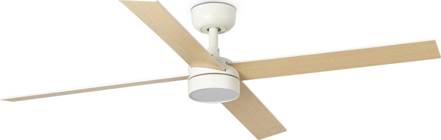 FARO 34355WT-1TW - Ventilatore da soffitto dimmerabile a LED RUDDER L LED/18W/230V 2700/4350/6000K bianco/beige d132 cm Wi-Fi Tuya + telecomando