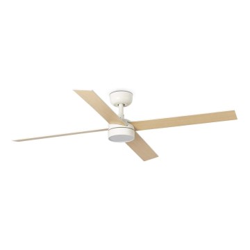 FARO 34355WT1S - Ventilatore da soffitto LED dimmerabile RUDDER L LED/18W/230V 2700/3000/4000K Ø 132 cm beige/bianco Wi-Fi Tuya + telecomando