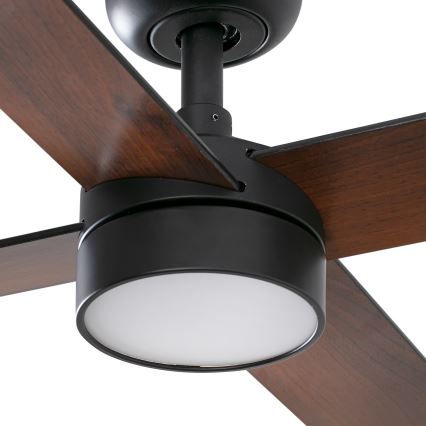FARO 34356WT-1TW - Ventilatore da soffitto dimmerabile a LED RUDDER L LED/18W/230V 2700/4350/6000K marrone/nero diametro 132 cm Wi-Fi Tuya + telecomando