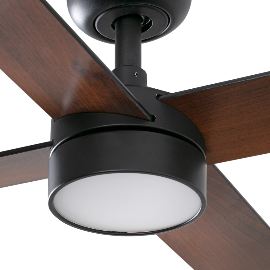FARO 34356WT-1TW - Ventilatore da soffitto dimmerabile a LED RUDDER L LED/18W/230V 2700/4350/6000K marrone/nero diametro 132 cm Wi-Fi Tuya + telecomando