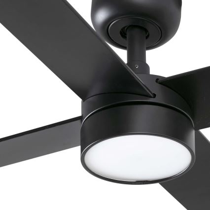 FARO 34356WT-1TW - Ventilatore da soffitto dimmerabile a LED RUDDER L LED/18W/230V 2700/4350/6000K marrone/nero diametro 132 cm Wi-Fi Tuya + telecomando