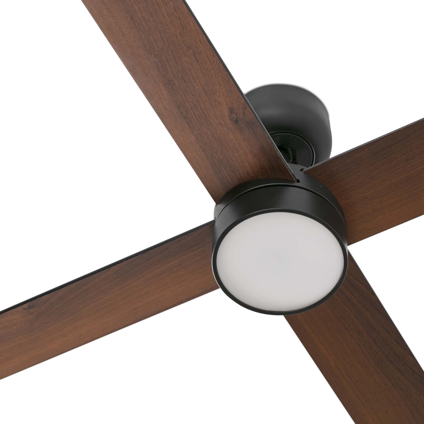FARO 34356WT-1TW - Ventilatore da soffitto dimmerabile a LED RUDDER L LED/18W/230V 2700/4350/6000K marrone/nero diametro 132 cm Wi-Fi Tuya + telecomando