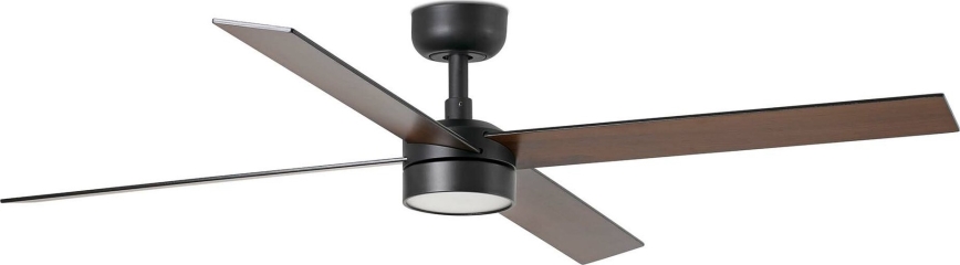 FARO 34356WT-1TW - Ventilatore da soffitto dimmerabile a LED RUDDER L LED/18W/230V 2700/4350/6000K marrone/nero diametro 132 cm Wi-Fi Tuya + telecomando