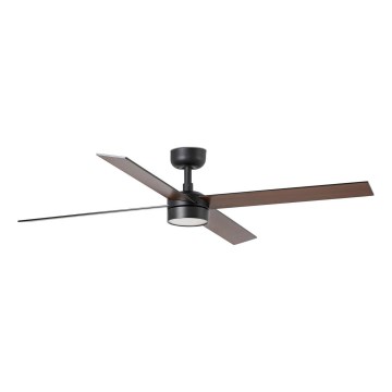 FARO 34356WT1S - Ventilatore da soffitto LED dimmerabile RUDDER L LED/18W/230V 2700/3000/4000K Ø 132 cm marrone/nero Wi-Fi Tuya + telecomando