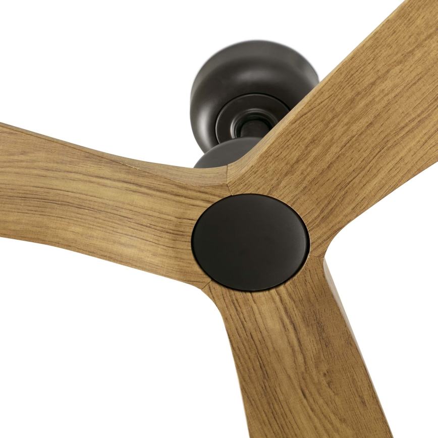FARO 34360WT - Ventilatore da soffitto OUTWOOD L marrone/nero diametro 150 cm Wi-Fi Tuya IP44 + telecomando
