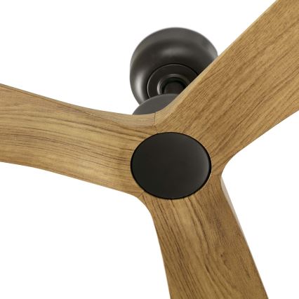 FARO 34360WT - Ventilatore da soffitto OUTWOOD L marrone/nero Ø 150 cm Wi-Fi Tuya IP44 con telecomando