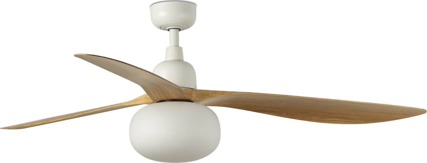 FARO 34361WT-11L - Ventilatore da soffitto OUTWOOD L 1xE27/15W/230V marrone/bianco diametro 150 cm Wi-Fi Tuya IP44 + telecomando