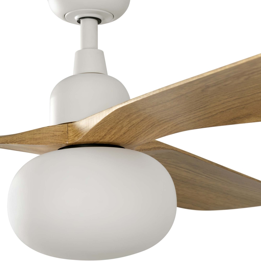 FARO 34361WT-11L - Ventilatore da soffitto OUTWOOD L 1xE27/15W/230V marrone/bianco Ø 150 cm Wi-Fi Tuya IP44 + con telecomando