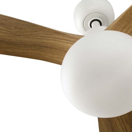 FARO 34361WT-11L - Ventilatore da soffitto OUTWOOD L 1xE27/15W/230V marrone/bianco Ø 150 cm Wi-Fi Tuya IP44 + telecomando