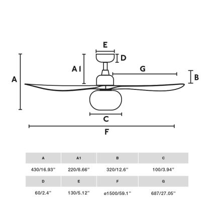 FARO 34361WT-11L - Ventilatore da soffitto OUTWOOD L 1xE27/15W/230V marrone/bianco Ø 150 cm Wi-Fi Tuya IP44 + telecomando