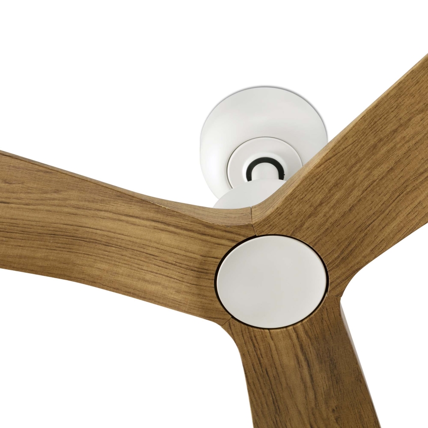 FARO 34361WT - Ventilatore a soffitto OUTWOOD L marrone/bianco, diametro 150 cm Wi-Fi Tuya IP44 + telecomando