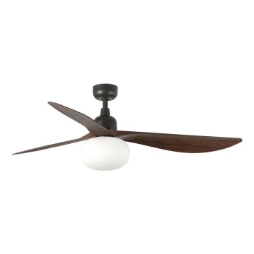 FARO 34362WT-11L - Ventilatore da soffitto OUTWOOD L 1xE27/15W/230V marrone/nero Ø150 cm Wi-Fi Tuya IP44 + telecomando