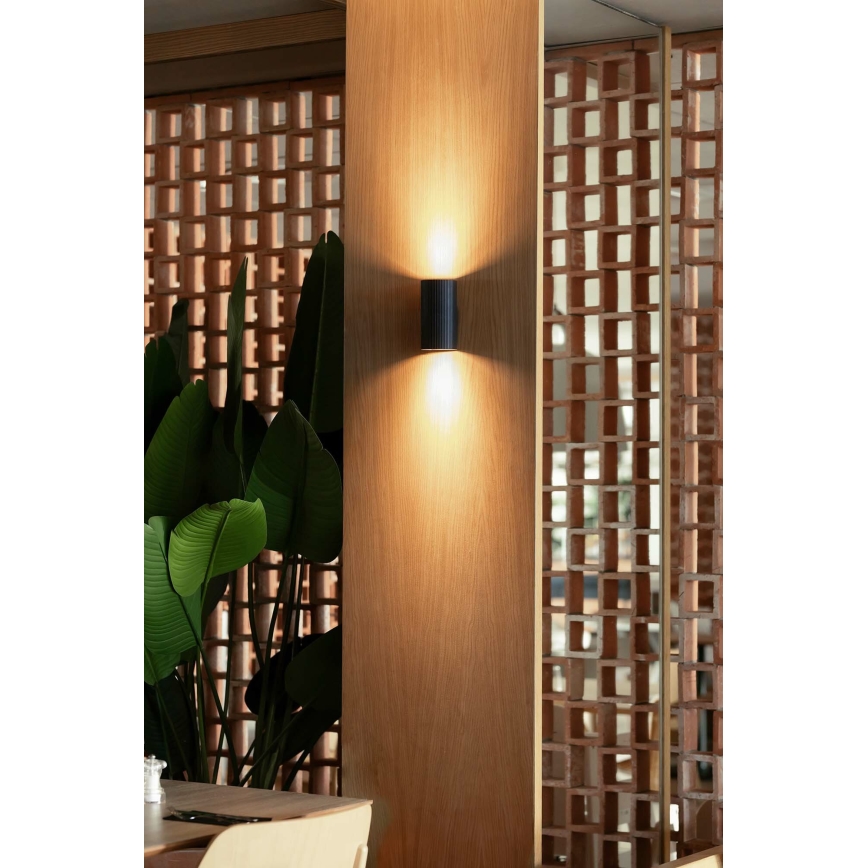 FARO 40543 - Applique SOLE 2xGU10/8W/230V nero ondulato arrotondato